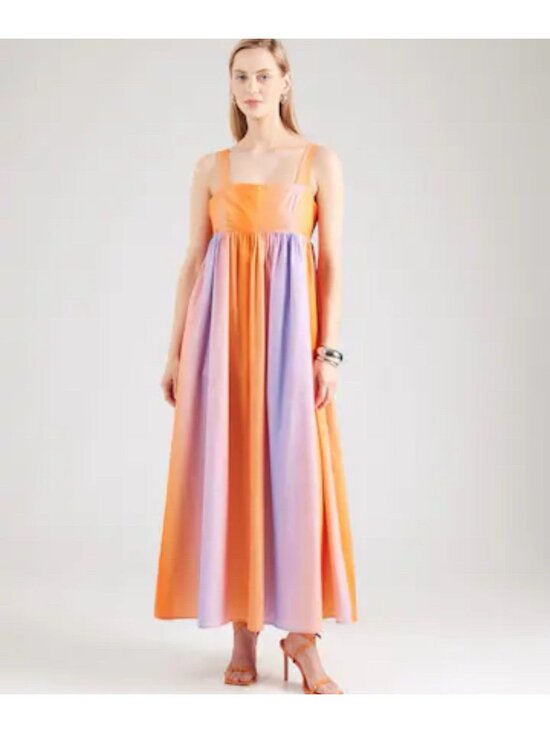 FRNCH Dresses & Skirts - FRNCH Elegant Orange Maxi Dress Alyssa Sunset Women’s XS Orange Purple Umpire